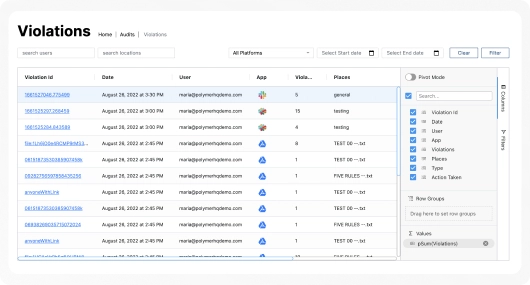 Polymer DLP - Risk Scan Violations Polymer DLP - Risk Scan Violations